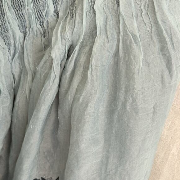 Lapis Anthropologie Dress One Size Maxi Blue Smocked Organza Boho Strapless - Picture 8 of 16